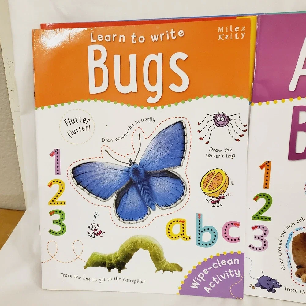 Set Of 10 Miles Kelly Wipe-Clean Activity Learn To Write Letters, Number, Colors